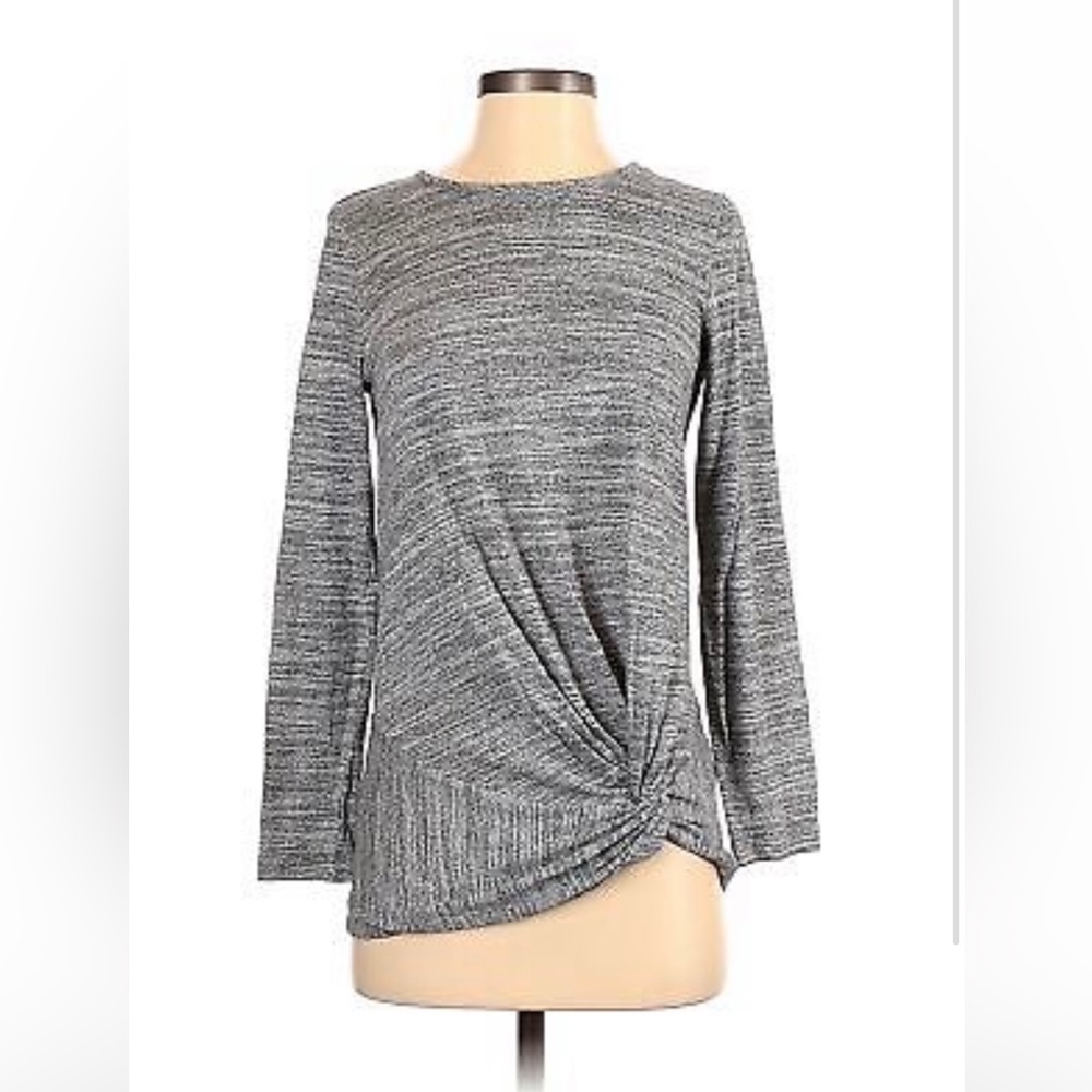 Banana Republic Women’s Gray Long Sleeve Front Twist Casual Comfortable Soft Top